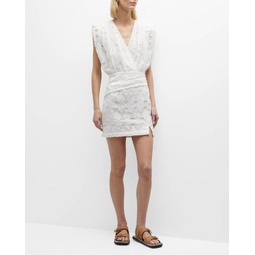 perine embroidered dress in white