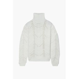 Lovey oversized pointelle-knit wool-blend turtleneck sweater