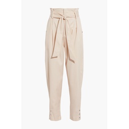 Borcie belted pleated stretch-Tencel twill tapered pants
