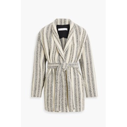 Kiraz striped brushed tweed coat