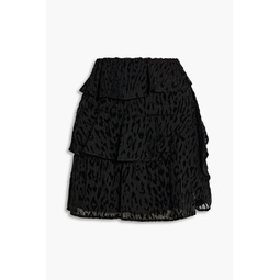 Looks tiered fil coupe silk-chiffon mini skirt