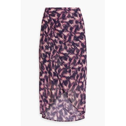 Taio wrap-effect metallic fil coupe crepon skirt