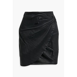 Soroya wrap-effect pleated leather mini skirt