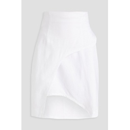 Lodi asymmetric TENCEL and linen-blend crepe wrap skirt