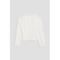 Elea organza-trimmed crepe blouse