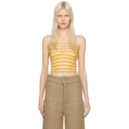 SSENSE Exclusive Yellow   Beige Lacey Tube Top 241541F111002