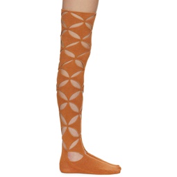 SSENSE Exclusive Orange Long Argyle Socks 241541F076006