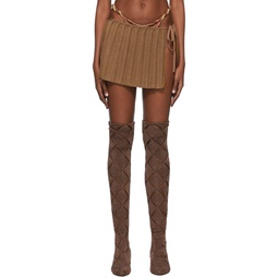 Brown Reversible Mini Skirt 221541F090021