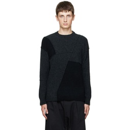 Black   Gray Paneled Sweater 222732M201005