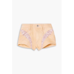 Neida patchwork embroidered denim shorts