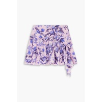 Filao bow-detailed printed silk crepe de chine mini skirt