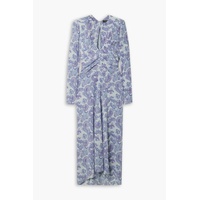 Telima cutout ruched paisley-print silk-crepe midi dress