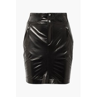 Amel ribbed knit-trimmed coated-silk mini skirt