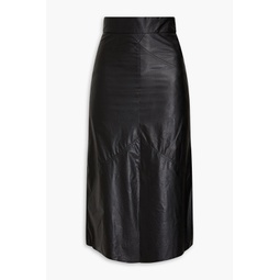 Domi modal-blend faux leather midi skirt