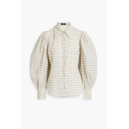 Fanua checked cotton-blend seersucker shirt