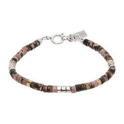 Brown & Pink Beaded Bracelet 231600M142015