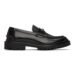 Black Frezza Leather Loafers 241600M231002