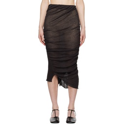 Brown Twisted Midi Skirt 241809F092019