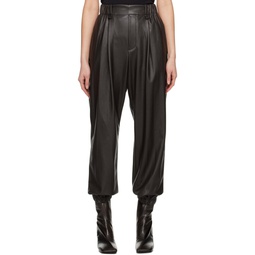 Brown Figure Faux Leather Trousers 231809F087003