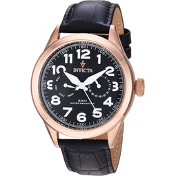Invicta Mens 11742 Vintage Master Rose Gold-Tone Stainless Steel Watch with Black Leather Band