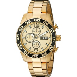 Invicta Mens 1016 II Collection Chronograph Gold Dial 18k Gold-Plated Stainless Steel Watch