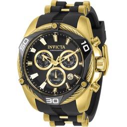 Invicta Mens Bolt 50mm Stainless Steel, Silicone Quartz Watch, Gold (Model: 31315)