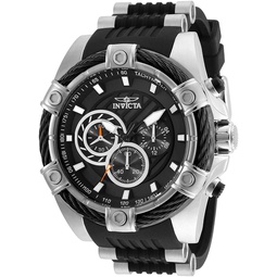 Invicta Mens Bolt Stainless Steel Quartz Watch with Polyurethane Strap, Black, 26 (Model: 25523)