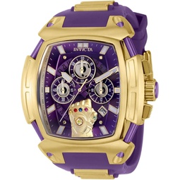 Invicta Mens Marvel 53mm Stainless Steel, Silicone Quartz Watch, Gold (Model: 37390)