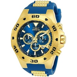Invicta Mens Pro Diver 52mm Stainless Steel and Polyurethane Chronograph Quartz Watch, Black/Gold, Blue/Gold, 30 (Model: 24681, 24682)