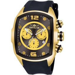 Invicta Mens Lupah Revolution Chronograph Gold Tone Case Black Polyurethane Strap Watch 10067