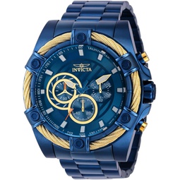 Invicta Mens Bolt 52mm Stainless Steel Quartz Watch, Blue (Model: 38959)