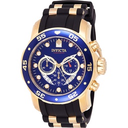 Invicta Mens Pro Diver Quartz Stainless Steel and Silicone Watch, Color:Black (Model: 21929)
