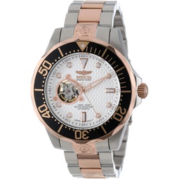 Invicta Mens 13707 Grand Diver Automatic White Textured Dial Two Tone Stainless Steel Watch