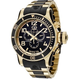 Invicta Mens 6633 Russian Diver Collection Chronograph 18K Gold-Plated Black Rubber Watch