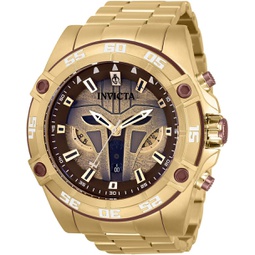 Invicta Mens Star Wars Armorer Quartz Watch with Stainless Steel Strap, Gold, 26 (Model: 34754)