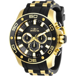 Invicta Mens Pro Diver Stainless Steel Quartz Watch with Silicone Strap, Two Tone, 26