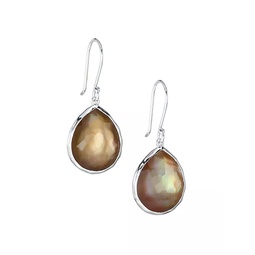 Rock Candy Sterling Silver & Brown Shell Doublet Teardrop Earings