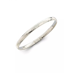 Classico Narrow Sterling Silver Flat Hammered Bangle Bracelet
