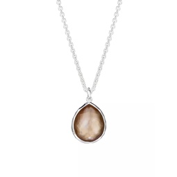 Rock Candy Sterling Silver & Brown Shell Doublet Mini Teardrop Pendant Necklace