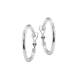 Classico Medium Sterling Silver Hammered Hoop Earrings