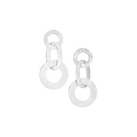 Classico Sterling Silver Hammered Triple Roma Link Circle Drop Earrings