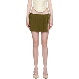 Green Pleated Reversible Miniskirt 231541F090022