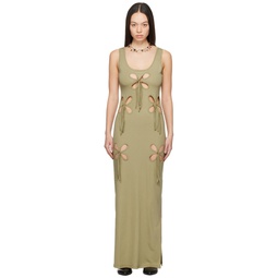 Khaki Staple Petal Maxi Dress 241023F055001