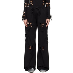 Black Petal Lounge Pants 241023F086008