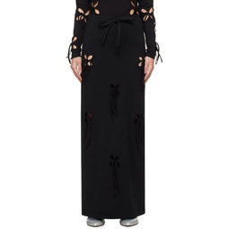 Black Petal Maxi Skirt 241023F093009