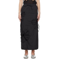 Black Flower Maxi Skirt 241023F093006