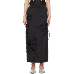 Black Flower Maxi Skirt 241023F093006