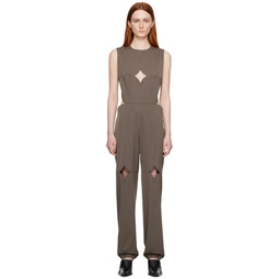 Brown Lattice Jumpsuit 231023F070000