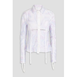 Vela cutout printed mesh shirt