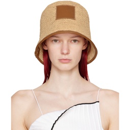 Beige & Tan Les Classiques Le bob Soli Hat 241553F015005